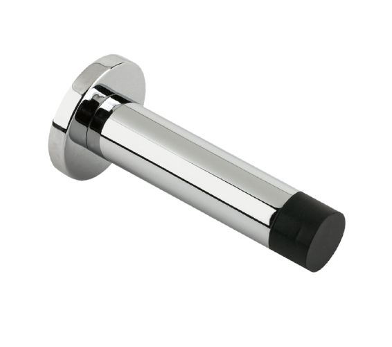 Cylinder Door Stop With Rose (70mm), Polished Chrome