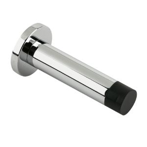 Cylinder Door Stop With Rose (70mm), Polished Chrome