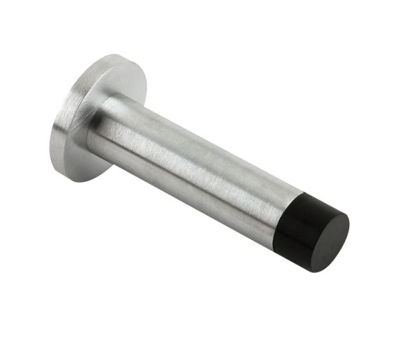 Cylinder Door Stop With Rose – 70mm – Satin Chrome