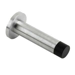 Cylinder Door Stop With Rose – 70mm – Satin Chrome