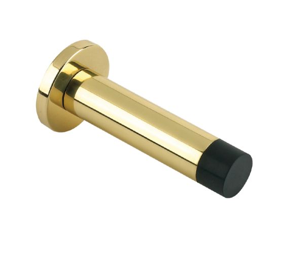 Cylinder Door Stop With Rose – 70mm – Polished Brass
