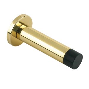 Cylinder Door Stop With Rose – 70mm – Polished Brass