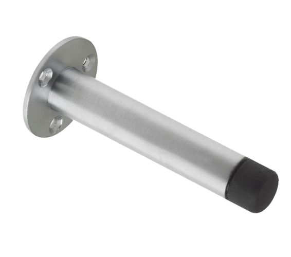 Cylinder Door Stop With Rose (90mm), Satin Chrome