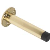 Cylinder Door Stop With Rose (90mm), Polished Brass