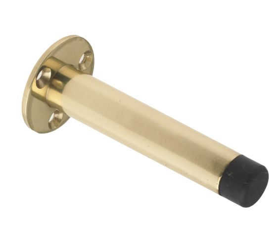 Cylinder Door Stop With Rose (90mm), Polished Brass