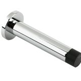 Cylinder Door Stop With Rose (80mm), Polished Chrome