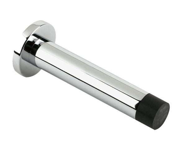 Cylinder Door Stop With Rose (80mm), Polished Chrome