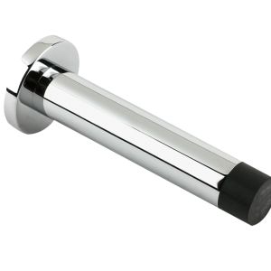 Cylinder Door Stop With Rose (80mm), Polished Chrome
