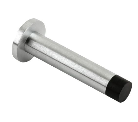 Cylinder Door Stop With Rose (80mm), Satin Chrome