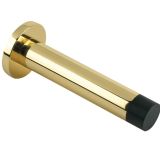 Cylinder Door Stop With Rose (80mm), Polished Brass