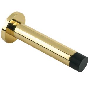Cylinder Door Stop With Rose (80mm), Polished Brass