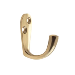 Single Robe Hook, Polished Brass
