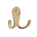 Double Robe Hook, Polished Brass
