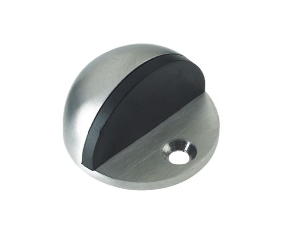 ZAS Face Fix Floor Mounted Oval Door Stop (45mm Diameter), Satin Stainless Steel