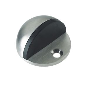 ZAS Face Fix Floor Mounted Oval Door Stop (45mm Diameter), Satin Stainless Steel