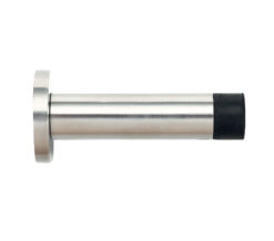 ZAS Cylinder Door Stop With Rose (70mm Length - 16mm Diameter), Polished Stainless Steel