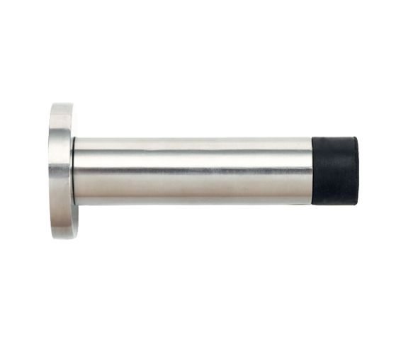 ZAS Cylinder Door Stop With Rose (70mm Length – 16mm Diameter), Polished Stainless Steel