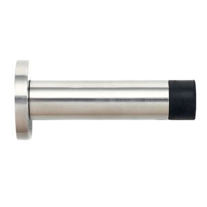 ZAS Cylinder Door Stop With Rose (70mm Length – 16mm Diameter), Polished Stainless Steel