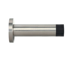 ZAS Cylinder Door Stop With Rose (70mm Length - 16mm Diameter), Satin Stainless Steel