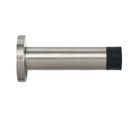 ZAS Cylinder Door Stop With Rose (70mm Length – 16mm Diameter), Satin Stainless Steel