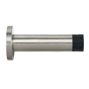 ZAS Cylinder Door Stop With Rose (70mm Length – 16mm Diameter), Satin Stainless Steel