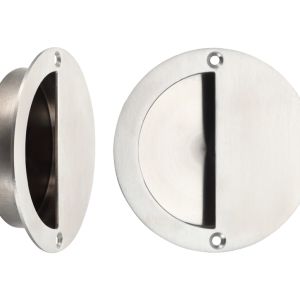 ZAS Half Moon Flush Pull (90mm Diameter), Satin Stainless Steel