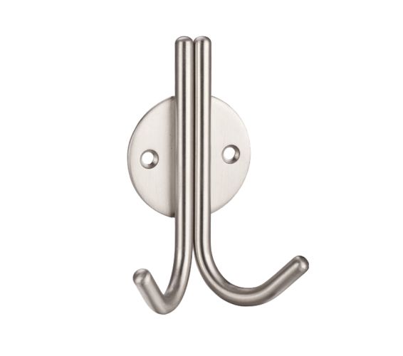 ZAS Double Robe Hook, Satin Stainless Steel