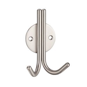 ZAS Double Robe Hook, Satin Stainless Steel