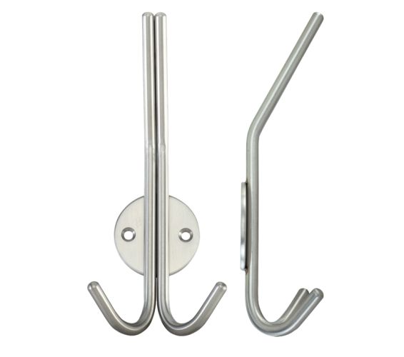 ZAS Double Hat & Coat Hook, Satin Stainless Steel