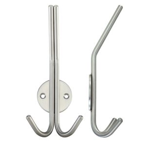 ZAS Double Hat & Coat Hook, Satin Stainless Steel