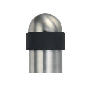 ZAS Floor Mounted Round Collared Dome Top Door Stop, Satin Stainless Steel