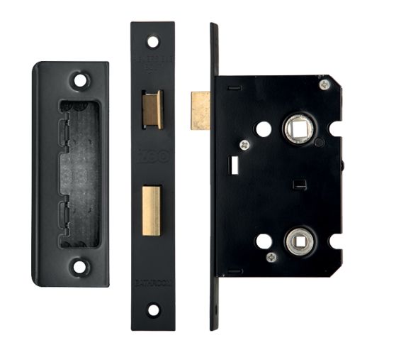 Contract Bathroom Lock (64mm OR 76mm), Powder Coated Black