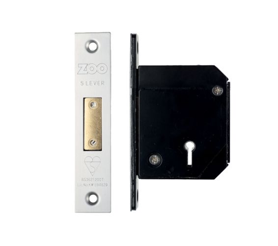 British Standard 5 Lever Chubb Retro-Fit Dead Lock (67mm OR 80mm), Satin Stainless Steel