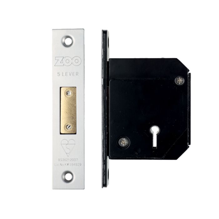 British Standard 5 Lever Chubb Retro-Fit Dead Lock (67mm OR 80mm), Satin Stainless Steel