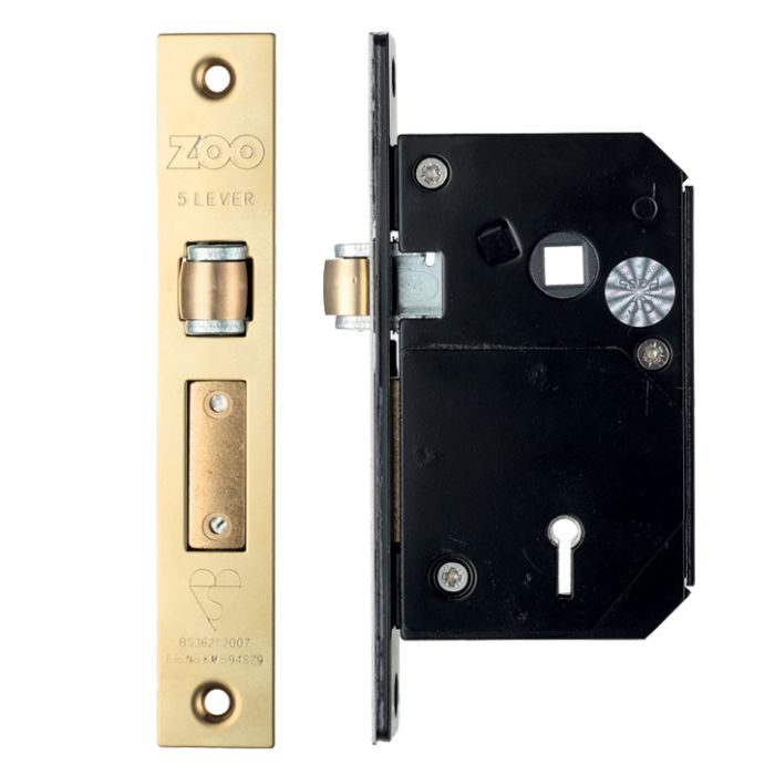 British Standard 5 Lever Chubb Retro-Fit Roller Sash Lock (67mm or 80mm) – PVD Stainless Brass
