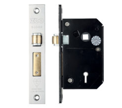 British Standard 5 Lever Chubb Retro-Fit Roller Sash Lock (67mm OR 80mm), Satin Stainless Steel