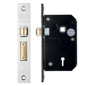 British Standard 5 Lever Chubb Retro-Fit Roller Sash Lock (67mm OR 80mm), Satin Stainless Steel