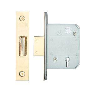 British Standard 5 Lever Dead Lock (64mm OR 76mm), PVD Stainless Brass