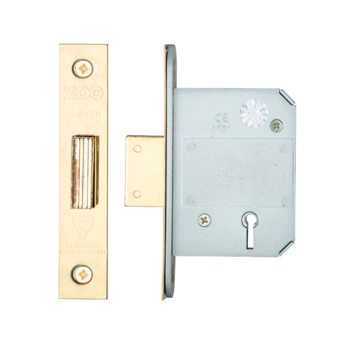 British Standard 5 Lever Dead Lock (64mm OR 76mm), PVD Stainless Brass