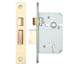 British Standard 5 Lever Sash Lock (64mm OR 76mm), PVD Stainless Brass