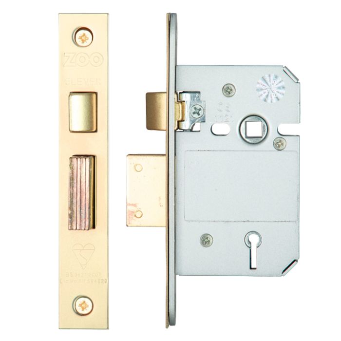 British Standard 5 Lever Sash Lock (64mm OR 76mm), PVD Stainless Brass