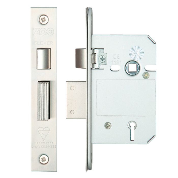 British Standard 5 Lever Sash Lock (64mm OR 76mm), Satin Stainless Steel