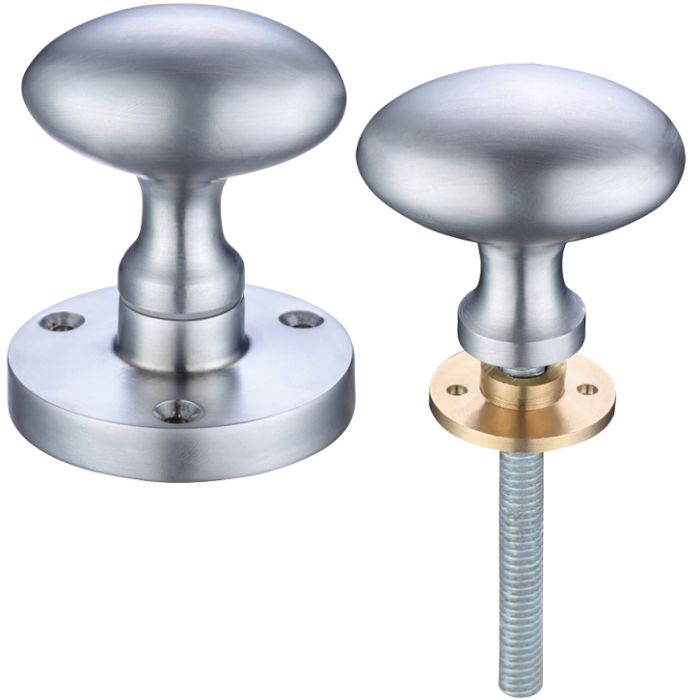 Contract Oval Rim Door Knobs, Satin Chrome (sold in pairs)