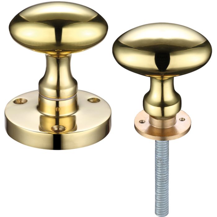Contract Oval Rim Door Knobs, Polished Brass (sold in pairs)