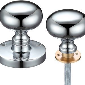 Contract Mushroom Rim Door Knobs, Polished Chrome (sold in pairs)