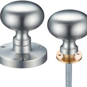 Contract Mushroom Rim Door Knobs, Satin Chrome (sold in pairs)