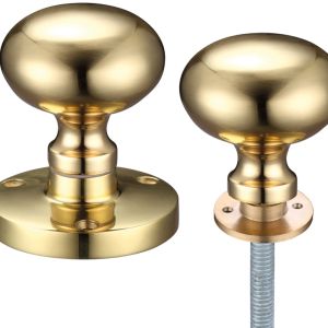 Contract Mushroom Rim Door Knobs, Polished Brass (sold in pairs)