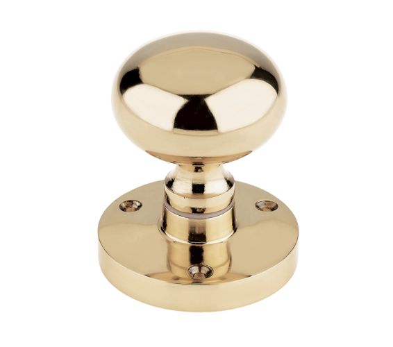 Contract Mushroom Mortice Door Knobs, Polished Brass (sold in pairs)