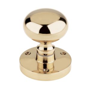 Contract Mushroom Mortice Door Knobs, Polished Brass (sold in pairs)