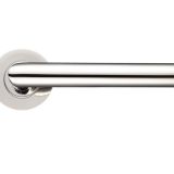 ZCS Architectural Mitred Lever On Round Rose, Polished Stainless Steel (sold in pairs)